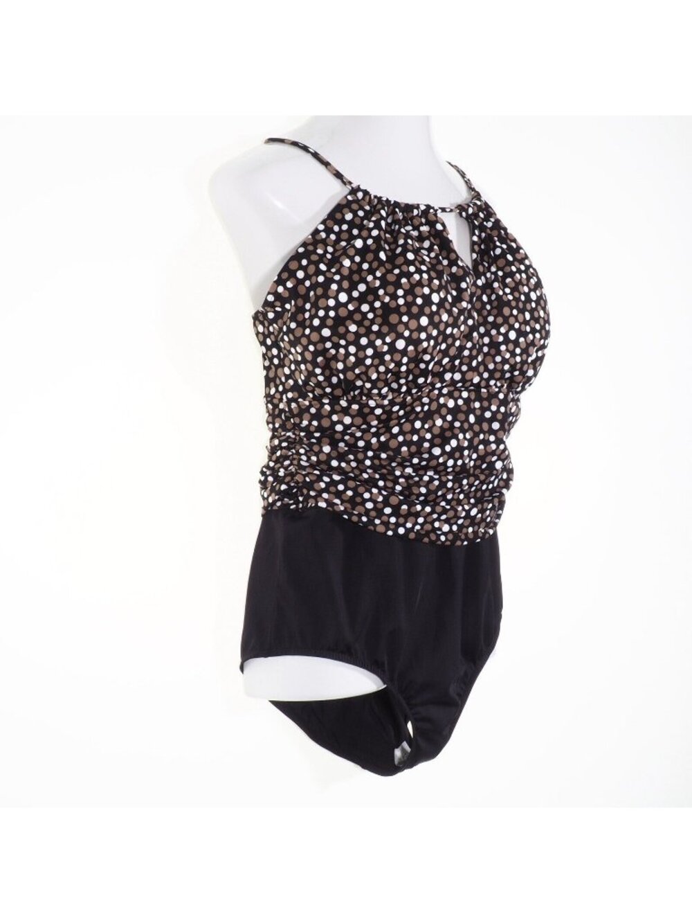 Catalina Swimsuit 18 W 20 W Piece Black Brown White Rouched Set in Bra 2X NWOT